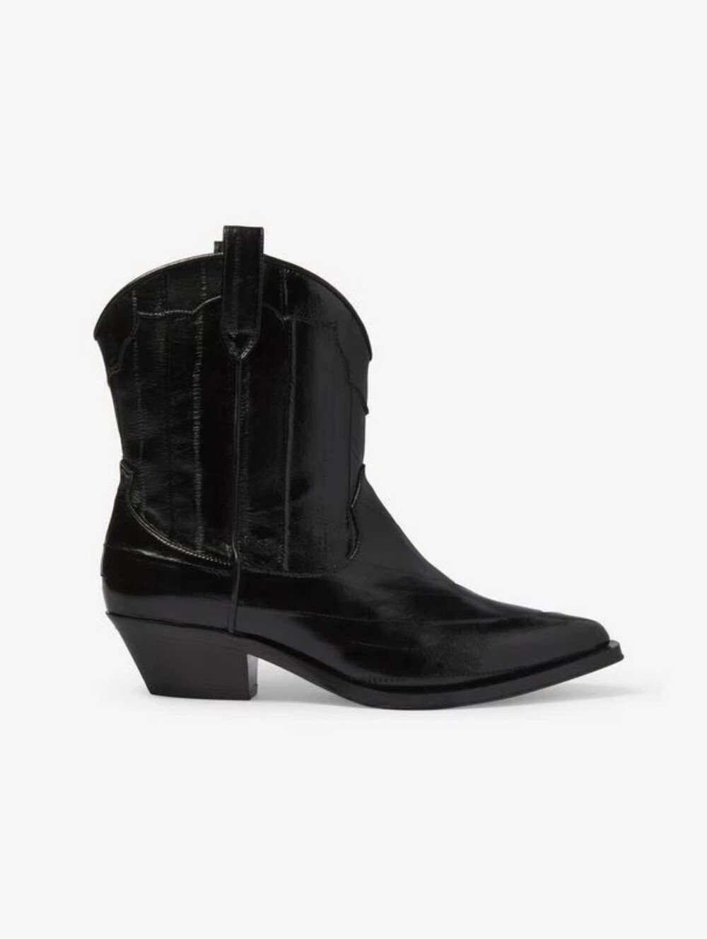 Tamara Mellon Black Eel Rodeo Boots 35mm Heels Size 38 US7 1/2